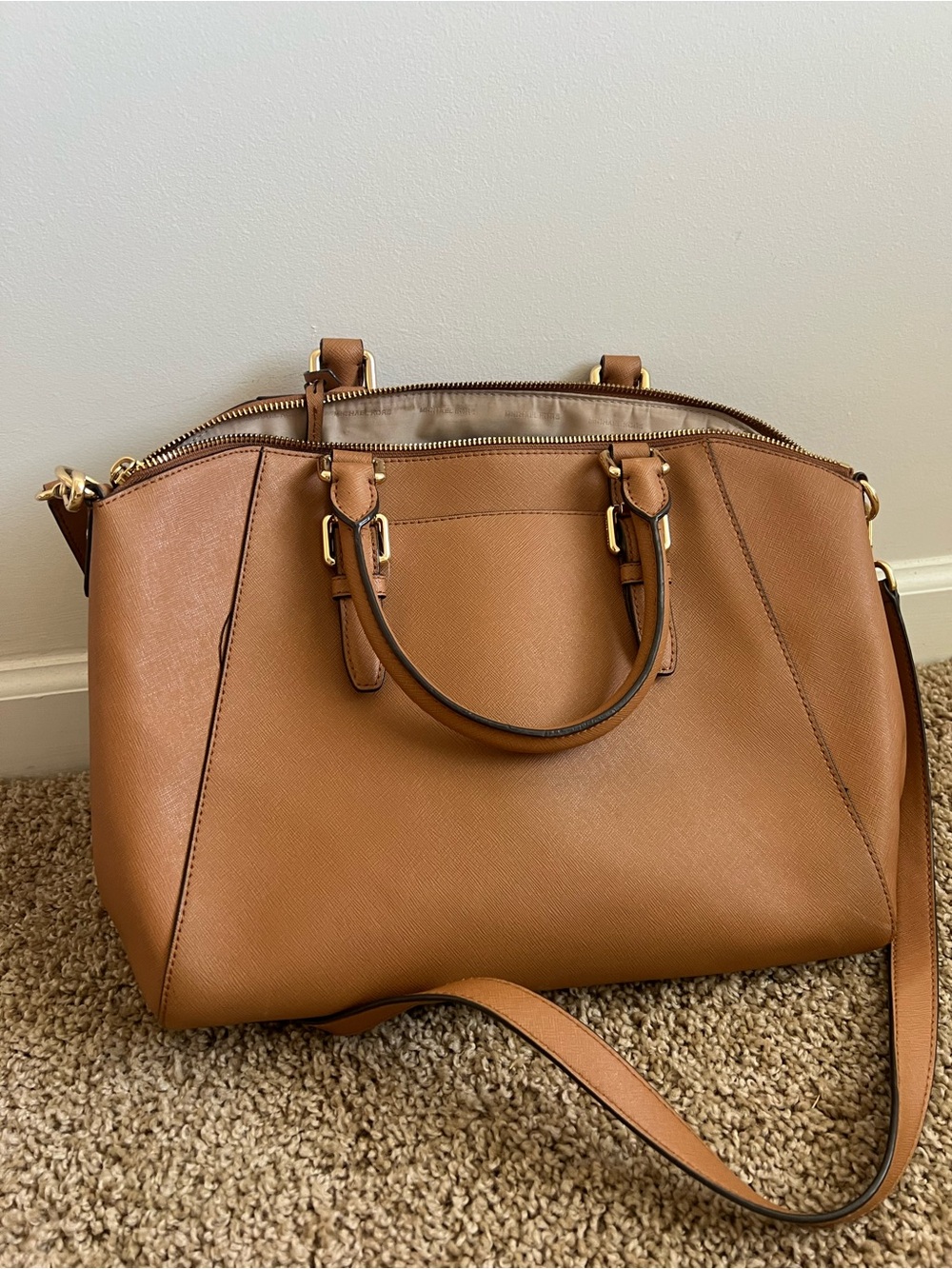 Michael Kors Cognac Brown Leather Purse & Matching Wallet - Picture 8 of 11